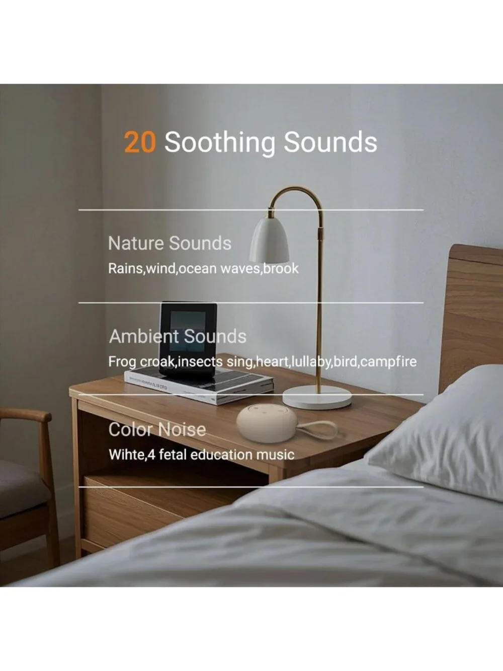 Portable Baby Sound Machine & Essentials for Kids - Soothing Sleep Aid & White